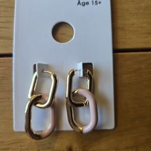Gold and Blush Pink Linked Drop Earrings for Women
